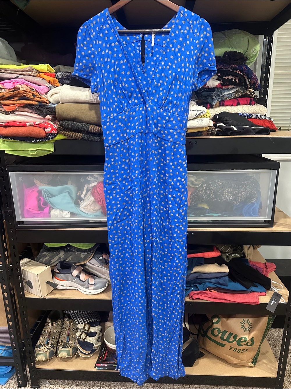 Free People Royal Blue Floral Jumpsuit romper, size 4